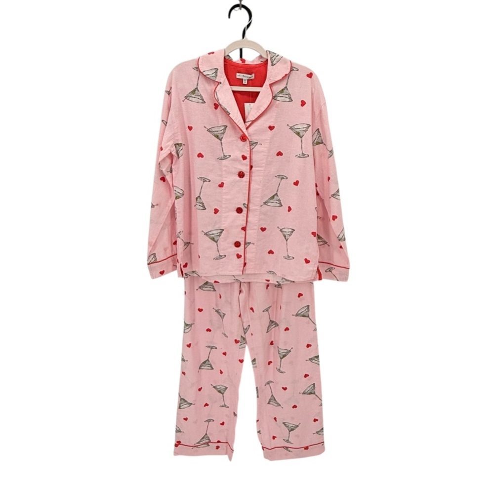 PJ Salvage NWT Martini Print Cotton 2 Piece Pajama Set Wms SizeS Small & Large - Picture 2 of 12
